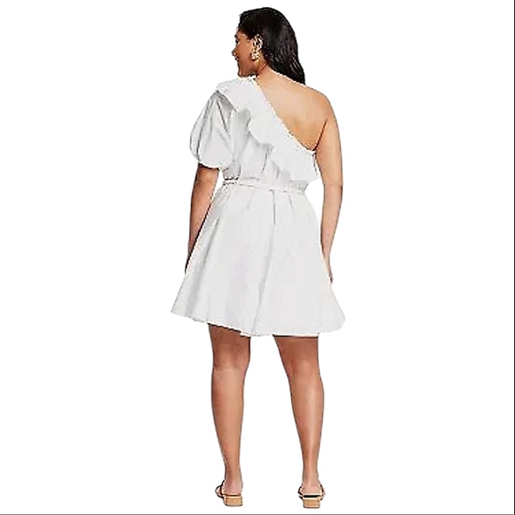 RHODE X TARGET WHITE ONE SHOULDER GODDESS DRESS  BELTED PLUS SIZE 1XL NWT - Picture 3 of 16